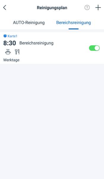 Auto-Reinigungen und Bereichsreinigungen können auch geplant werden. Zur vorgegebenen Zeit nimmt der Deebot seine Arbeit dann selbstständig auf.