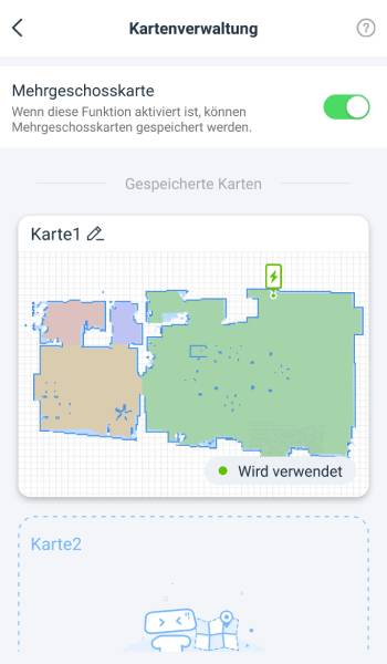 In der App können Karten von zwei Etagen gespeichert werden.