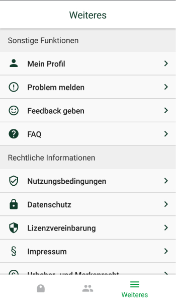 In der App können Sie zum Beispiel auch Probleme melden oder FAQs lesen.