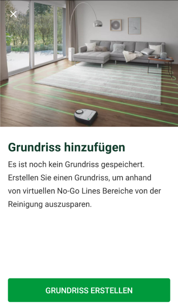 Zur Kartenerstellung: Dafür ist es erforderlich, den Roboter den Grundriss Ihres Hauses kennenlernen zu lassen.