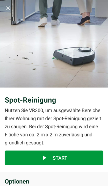 Die Spot-Reinigung ist nützlich um kleine verschmutzte Bereiche intensiv zu saugen.