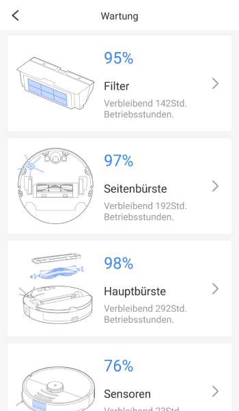 In der App wird auch angezeigt, wann Wartungen erforderlich sind.