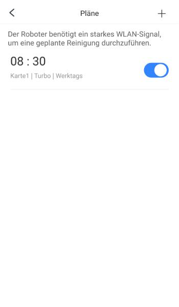 Es können beliebig viele Reinigungspläne erstellt werden.