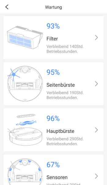 In der App wird auch angezeigt, wann Wartungen erforderlich sind.