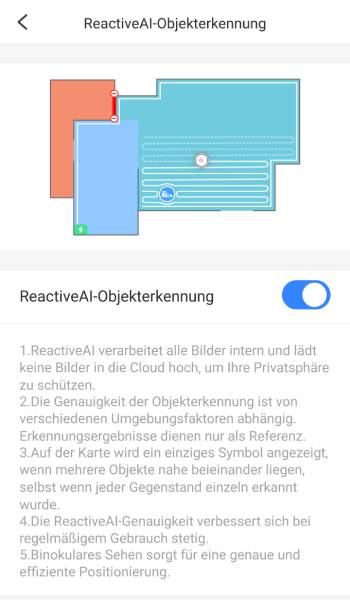 Auf Wunsch kann die Objekterkennung per Reactive AI auch deaktiviert werden.