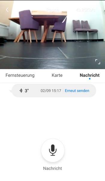 Per App kann eine Sprachnachricht aufgenommen werden, die der Roboter dann wiedergibt.