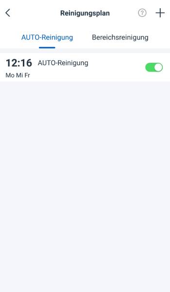Es können beliebig viele Auto-Reinigungen und Bereichsreinigungen geplant werden.