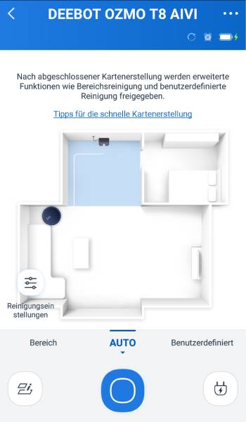 Zuerst sollte dem Roboter Zeit gegeben werden, eine Karte zu erstellen.