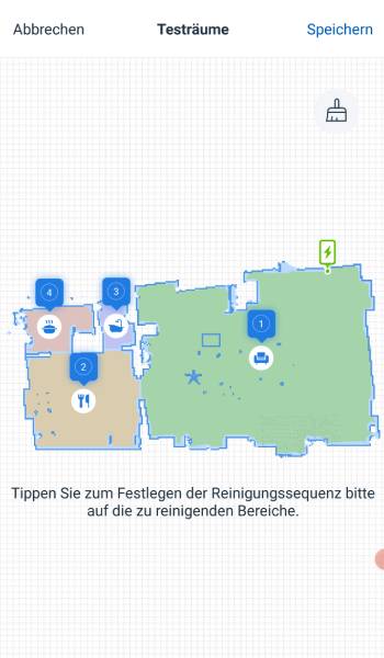 Außerdem kann festgelegt werden, in welcher Reihenfolge die Räume gesäubert werden.