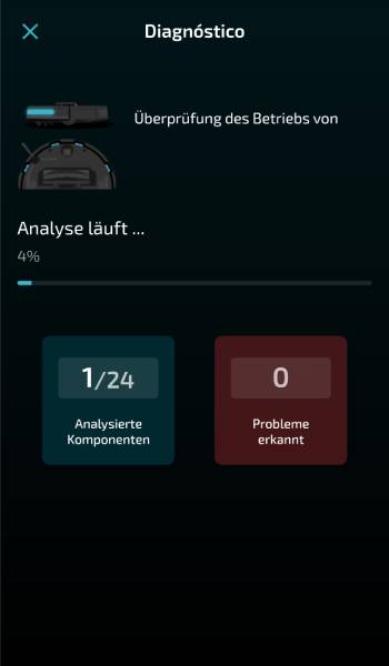 Per App kann der Roboter sich sogar selbst überprüfen und es diagnostizieren, wenn es Probleme gibt.