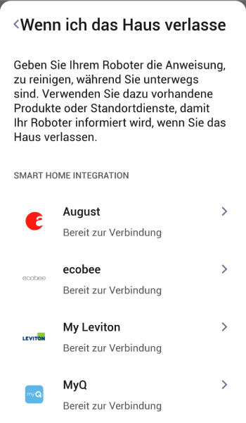 Für diese Funktion ist eine Smart Home Integration erforderlich.