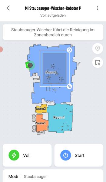Durch die Zonenreinigung kann dem Gerät ein individueller Reinigungsbereich vorgegeben werden.