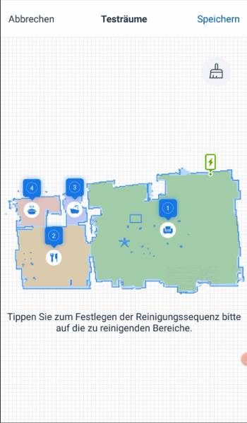 Sie können selbst bestimmen, in welcher Reihenfolge der Deebot die Räume säubert.