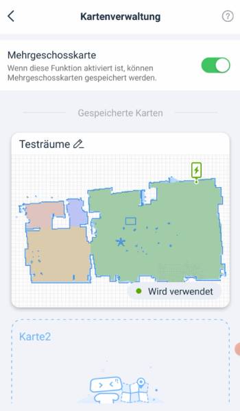 In der App können Karten von bis zu zwei ganzen Etagen gespeichert werden.