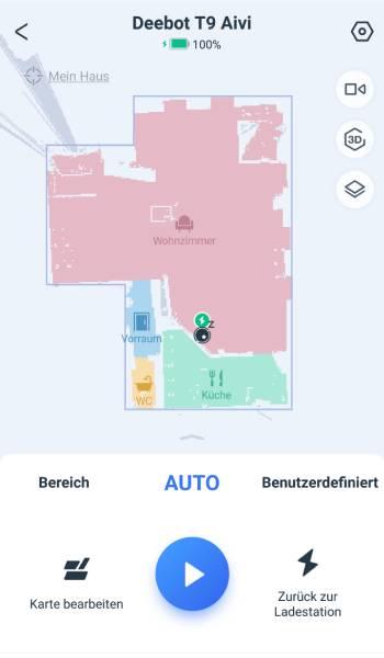 Wird eine Auto-Reinigung gestartet, säubert der Roboter alle Räume der ganzen Etage.