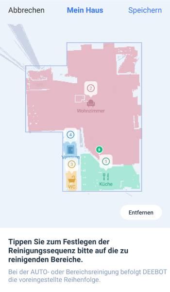 Dem Roboter kann sogar vorgegeben werden, in welcher Reihenfolge er die Räume säubern soll.