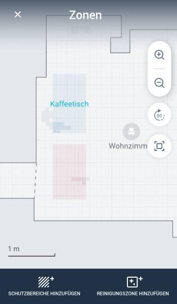 Dem Roboter können Reinigungsbereiche und Sperrzonen vorgegeben werden.