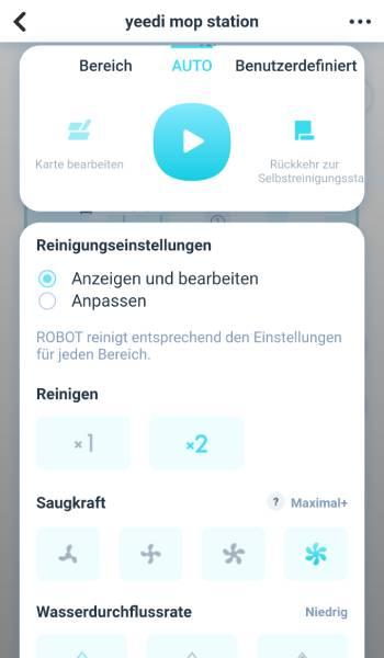 Natürlich ist es aber auch möglich, beliebige Reinigungseinstellungen vorzunehmen.