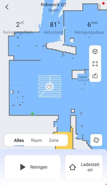 In der App wird der Reinigungsweg des Roboters eingezeichnet.