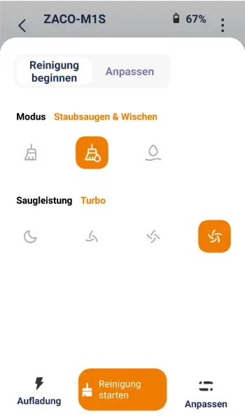 Das Switchen zwischen den verschiedenen Reinigungsmodi und -intensitäten gestaltet sich einfach.