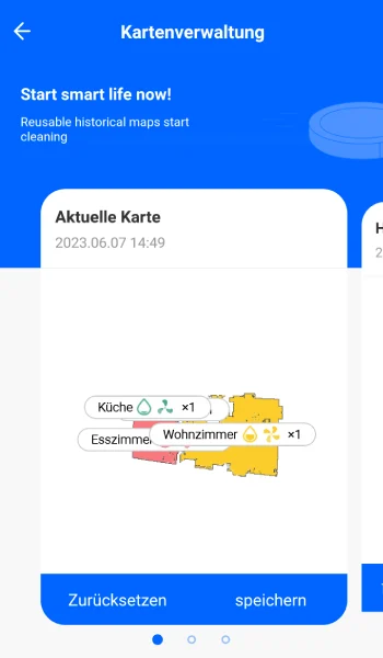 Es besteht die Möglichkeit, mehrere Karten zu speichern, was besonders nützlich ist, wenn Ihr Zuhause über mehrere Etagen verfügt.
