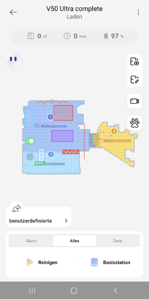 In den Karten können Sperrzonen, Schwellen, niedrige Bereiche und auch Vorhänge markiert werden.