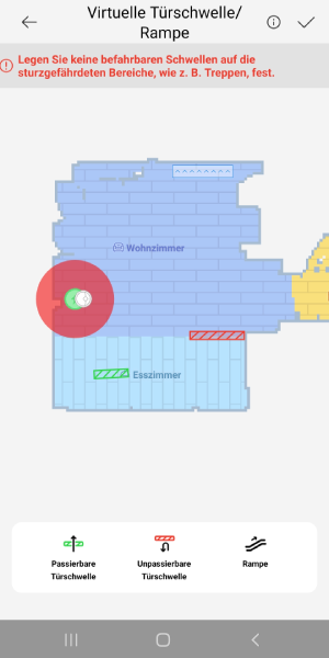 Es kann definiert werden, ob Schwellen befahrbar sind oder nicht.