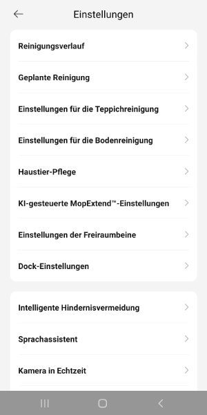 Blick in die Einstellungen.