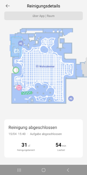 Die Reinigungswege werden in der Karte markiert