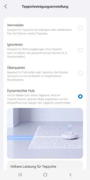 Diverse Teppicheinstellungen