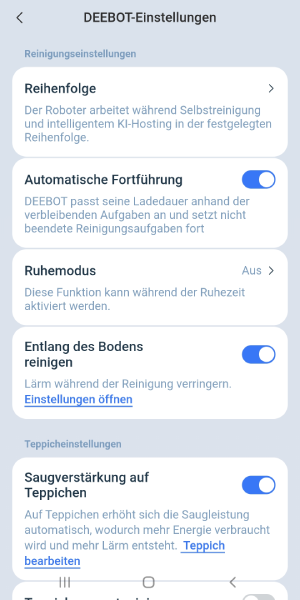 Blick in die Einstellungen