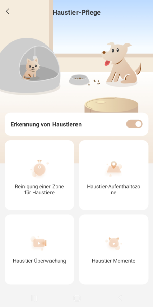 Der Roboter kann auf Haustiere sensibilisiert werden