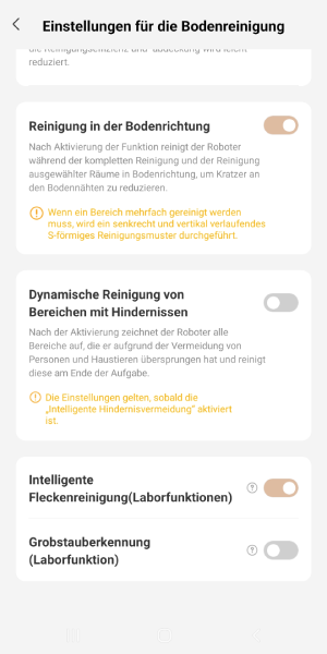 Intelligente Fleckenerkennung und Grobstauberkennung