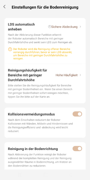 Hier könnte der Kollissionsvermeidungsmodus deaktiviert werden
