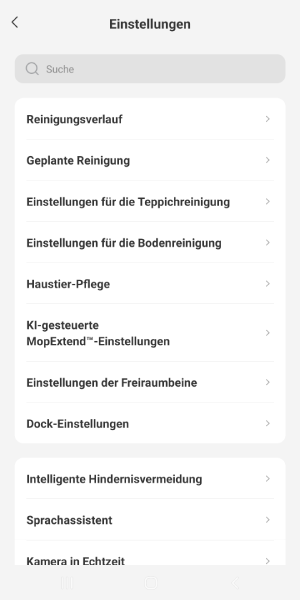 Blick in die Einstellungen