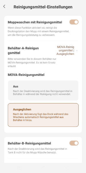 Die zwei Reinigungsmittel können unterschiedlich dosiert werden