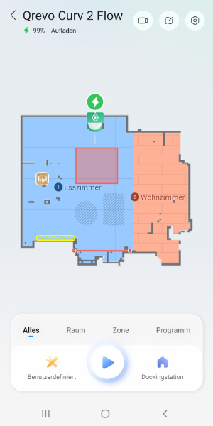 Vor dem Start einer Reinigungsaufgabe