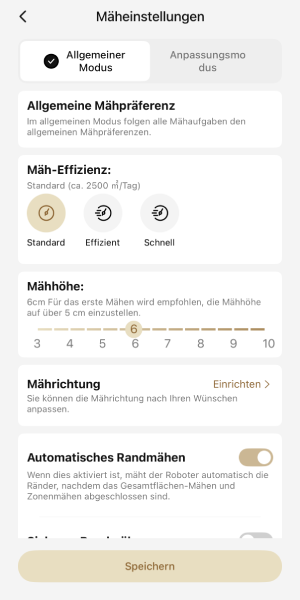Die Mähhöhe kann einfach per App angepasst werden