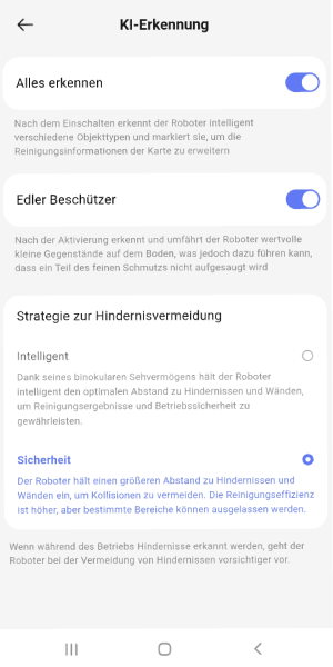 Feinjustierung Hindernisvermeidung