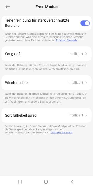 Anpassungen des Freo-Modus