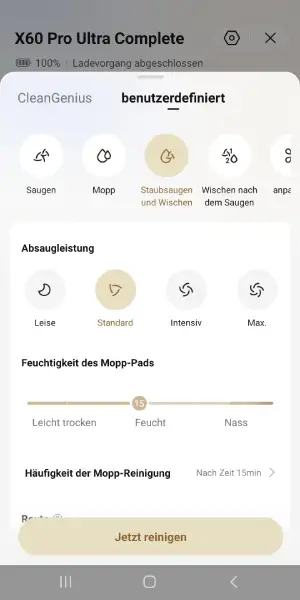 Saugkraft, Wischintensität, Reinigungsmuster und Durchgänge können sehr genau an Räume und Bodenarten angepasst werden.