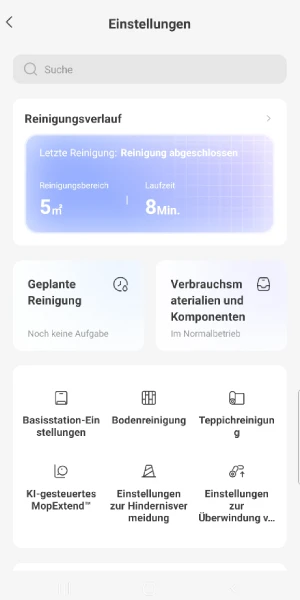 In den allgemeinen Einstellungen können zentrale Funktionen und das Verhalten des Roboters angepasst werden.