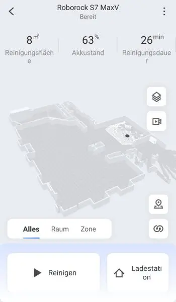So sieht die Übersichtsseite in der App aus, wenn die 3D-Karte gewählt wurde.